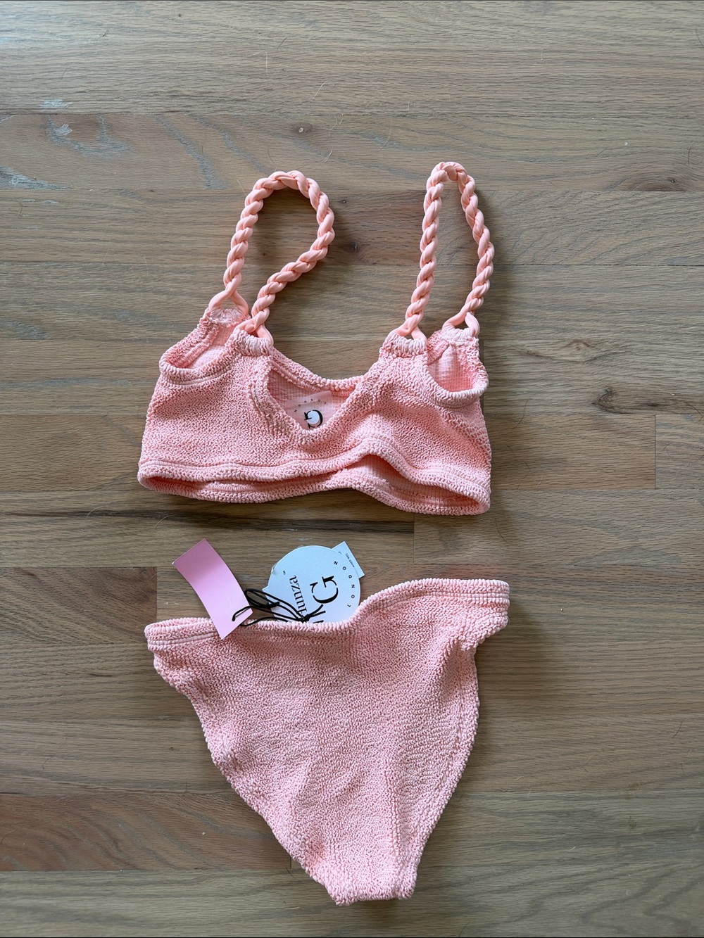 Hunza G Peach Pink Textured Bikini Set - Picture 2 of 2